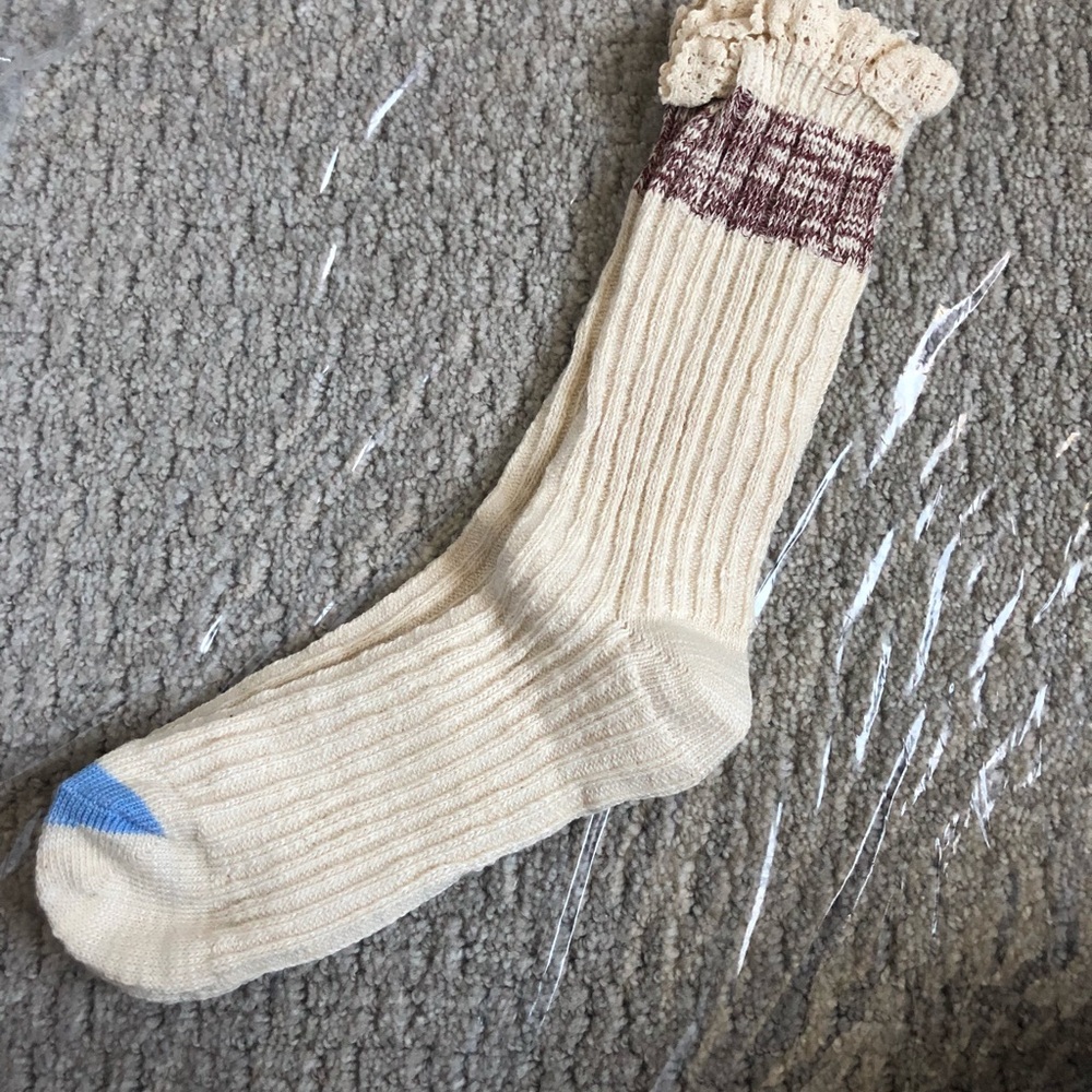 Free People Cream Ruffle Socks